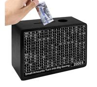 para el desafío de los 10000 ahorros - de ahorro de madera de 16,5 x 12,2 cm de ahorro para el presupuesto | Hucha para 10.000 desafíos de ahorros, regalos de cumpleaños