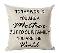 para El Mundo Eres Una Madre, Pero para Nuestra Familia Eres Mamá del Mundo. Fundas Cojines Transpirable Funda De Almohada Moderna Funda De Cojín para Oficina Cama Coche 45X45Cm