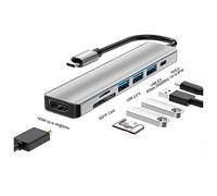 Para Enkay Hatprince 7 En 1 Typec A 4k Hdmi Adaptador de estación de acoplamiento Pd Quick Charge Hub Sdtf Card Re