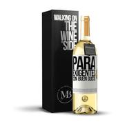 «Para exigentes con buen gusto» Mensaje en una Botella. Vino Blanco Premium Verdejo Joven + Gift Box. Etiqueta Blanca PERSONALIZABLE