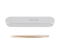 Para extensión de pestañas, para acero inoxidable, alta precisión, antiestática, pinzas curvadas (pinzas de pavo real, 13,6 cm de longitud)