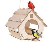 para exteriores - Material de madera, interior espacioso, bandeja de limpieza extraíble, cordón de suspensión seguro | Ideal para la alimentación de aves en Le Jardin, la reserva