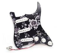 Para Fender Guitar Golpeador precableado SSS V60 de bobina única Alnico 5 pastillas para Fender USA/México Stratocaster piezas de repuesto para guitarras eléctricas (3D White Dahlia)