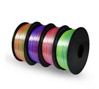 Para filamento PLA de 0.75 mm para impresoras 3D, material FDM de alta +/-.02 mm de baja deformación, carrete sellado al vacío con extrusión suave, línea de dos colores (cobre rojo seda + oro)