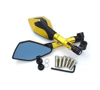 Para G650X G650GS, R NineT K1200R HP2 Enduro R1150GS G310R G650 Universal Espejo Retrovisor Moto Cristal Azul CNC Aluminio(Oro)