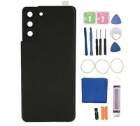 para Galaxy S21 Plus Reemplazo de Vidrio Trasero para Galaxy S21 Plus Cubierta de Puerta de Vidrio Trasera con Lente de Cámara Preinstalada y Cinta y Herramientas (Black)