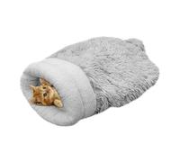 para gatos - Cueva de peluche semicerrada suave y plegable - Cama cálida para gatitos de 23,6 x 11,8 pulgadas | Mantenimiento del calor para interiores y exteriores, salón, balcón, otoño invierno
