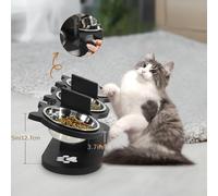 para gatos, suministros para alimentación y bebida, especial para cachorros inclinado , con pie de 3 tazones de acero inoxidable, soporte de madera, sin batería