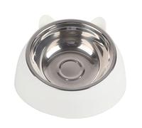Para gatos y perros pequeños, para comedero inclinado de mascotas, 15 grados, cuenco de alimentación de alimentos para protección del cuello (blanco)