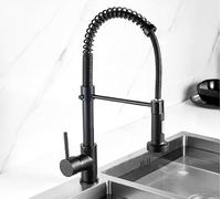 para grifo De Cocina Extraíble para latón Negro Mango Único Para Fregadero | Solid Brass Body, Ceramic Valve, 360° Swivel para Spray Head, Hot & Cold Mix, Deck Mounted Single Hole