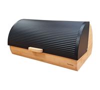 para Guardar Pan de Mesa Madera Bambú, Deslizante Bread Box Almacenamiento Bollería, Briebe, BB1162, Negro