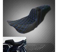 Para Harley Touring Para Road Street Glide Para Road King FLHR FLHT 2009-Up Conductor Pasajero Motocicleta Cojín Delantero Trasero Asiento Doble(Blue Line Seat)