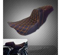 Para Harley Touring Para Road Street Glide Para Road King FLHR FLHT 2009-Up Conductor Pasajero Motocicleta Cojín Delantero Trasero Asiento Doble(Orange Line Seat)
