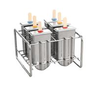 para helados - Maker de helados de acero inoxidable premium, set de profesional de 6 cavidades | Completo con 100 palos y base estable, kit de tratamiento congelado