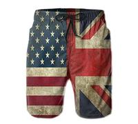 para Hombre Beachshort Elástico Bañadores de Natación Bandera británica de EE. UU. Hidrófugo Pantalon Corto de Playa para Vacaciones Entrenamiento Tenis XXL