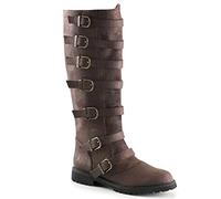 para Hombre Mid-Calf Botas con 7 Hebilla hasta la Rodilla Cordones Zapatos Renacimiento Medieval Cosplay Botas para Etapa Rendimiento Accesorios,Marrón,48