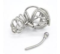 Para hombres con gustos únicos, las jaulas de castidad cortas de acero inoxidable están disponibles en dos estilos para satisfacer las necesidades de los amantes del fetichismo.(LangerStil)