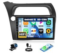 para Honda Civic VIII 2006-2011, Android 15, 6G+128G 8Núcleos GOHHDL Radio para Honda Civic VIII con Carplay Android Auto, Pantalla de 9 Pulgadas con BT GPS WiFi FM/RDS HiFi EQ DSP SWC Cámar Mic