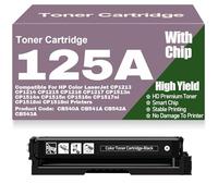 para HP Cartuchos de tóner compatibles 125A CB540A CB541A CB542A CB543A para HP CP1213 CP1214 CP1215 CP1216 CP1217 CP1513n CP1514n CP1515n CP1516n CP1517ni CP1518ni,Black-125A