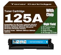 para HP Cartuchos de tóner compatibles CP1213 CP1214 CP1215 CP1216 CP1217 125A CB540A CB541A CB542A CB543A para HP CP1513n CP1514n CP1515n CP1516n CP1517ni CP1518ni CP1519ni,Cyan-125A