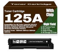 para HP Cartuchos de tóner compatibles CP1213 CP1214 CP1215 CP1216 CP1217 125A CB540A CB541A CB542A CB543A para HP CP1513n CP1514n CP1515n CP1516n CP1517ni CP1518ni CP1519ni,Black-125A