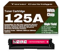 para HP Cartuchos de tóner compatibles CP1213 CP1214 CP1215 CP1216 CP1217 125A CB540A CB541A CB542A CB543A para HP CP1513n CP1514n CP1515n CP1516n CP1517ni CP1518ni CP1519ni,Magenta-125A