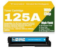 para HP CP1213 CP1214 CP1215 CP1216 CP1217 CP1513n CP1514n CP1515n CP1516n CP1517ni CP1518ni CP1519ni Cartuchos de tóner 125A CB540A CB541A CB542A CB543A Alto Rendimiento,Cyan-125A