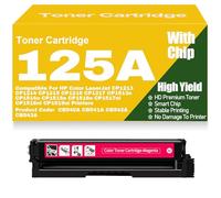para HP CP1213 CP1214 CP1215 CP1216 CP1217 CP1513n CP1514n CP1515n CP1516n CP1517ni CP1518ni CP1519ni Cartuchos de tóner 125A CB540A CB541A CB542A CB543A Alto Rendimiento,Magenta-125A