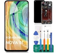 Para Huawei Nova 5T Pantalla LCD para Huawei Nova 5T Kit de digitalizador táctil de repuesto (negro, con marco)