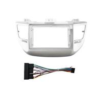 para Hyundai para Tucson IX35 2015 Adaptador Fascia Marco De Coche De 9 Pulgadas Kit De Panel De Montaje De Radio Tablero POMPOMPUR(Full Set LHD Silver)