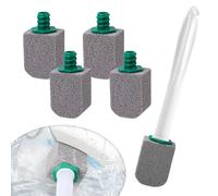 para Inodoro con Mango Reutilizable, Limpiador eficaz contra sarro y Piedra caliza, Piedra Negra de Limpieza para inodoros, cocinas y fregaderos, Cepillo de WC Natural (5, con 1 Mango Blanco)