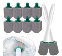 para Inodoro con Mango Reutilizable, Limpiador eficaz contra sarro y Piedra caliza, Piedra Negra de Limpieza para inodoros, cocinas y fregaderos, Cepillo de WC Natural (10, con 2 Mango Blanco)