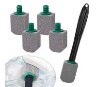 para Inodoro con Mango Reutilizable, Limpiador eficaz contra sarro y Piedra caliza, Piedra Negra de Limpieza para inodoros, cocinas y fregaderos, Cepillo de WC Natural (5, con 1 Mango Negro)