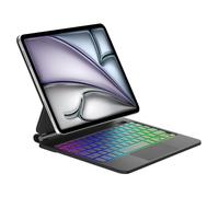 Para iPad Air 11/5ª/4ª generación y iPad Pro 11 Magnético Magic Keyboard | Retroiluminación de 7 colores funda teclado inalámbrico portátil con soporte flotante y Trackpad para oficina/estudio, negro