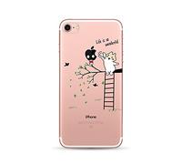 para iPhone 6S Plus Funda iPhone 6 Plus, CrazyLemon Funda Protectora de TPU Transparente Ultra Delgada de Gel de TPU Silicona Transparente para iPhone 6 Plus / 6S Plus 5.5" - Hoja Verde y Gato