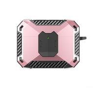 Para JBL WAVE BEAM2 Cubierta de fibra de carbono con marco ABS resistente con soporte y gancho para estilos de vida activos (rosa)