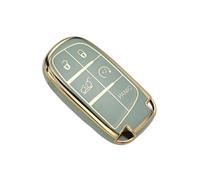 para Jeep para Renegade para Grand Cherokee Funda De TPU para Llave De Coche De 5 Botones Llave Cubierta(Gold Line Green)