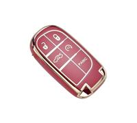 para Jeep para Renegade para Grand Cherokee Funda De TPU para Llave De Coche De 5 Botones Llave Cubierta(Gold Line Red)