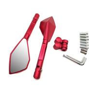 Para K&awasaki KLX KX 65 85 100 125 250 250F 450F KLX125 Completo CNC Aluminio Motocicleta Espejos Retrovisor Punto Ciego Espejo Lateral compatibles(Rojo)
