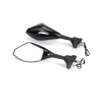para Kawasaki para Ninja500R para Ninja650 para ER6F para Z750S Espejos Retrovisores De Motocicleta con Señales De Giro LED Retrovisores Moto(Black-Smoke)