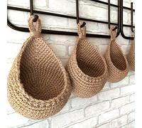 para la cesta colgante de lágrima de algodón ecológico de JUTE - Organizador para almacenar frutas y verduras, mantener los productos frescos