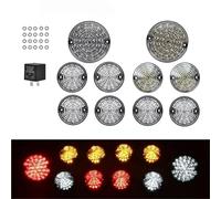 Para Land Rover Defender 90 110 1983-2019 Conjunto de luces de señalización Luz antiniebla delantera y trasera Luz de freno Luz de marcha atrás Intermitente Luz antiniebla delantera (lente multicolor)
