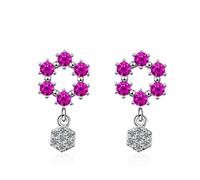 para Las Mujeres, exquisitos Pendientes de círculos Rojos Hexagonal Huecos, aretes,