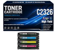 para Lexmark C2326 Negro Cian Amarillo Magenta Cartuchos de tóner para Lexmark C2326 XC2326 Impresoras Compatible 24B7502 24B7499 24B7500 24B7501 con Chip Alto Rendimiento
