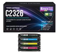 para Lexmark C2326 XC2326 Cartuchos de tóner Compatible con 24B7502 24B7499 24B7500 24B7501 Negro Cian Amarillo Magenta Tóner con Chip Rendimiento 6000 páginas
