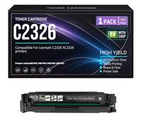 para Lexmark C2326 XC2326 Cartuchos de tóner Compatible con 24B7502 24B7499 24B7500 24B7501 Negro Cian Amarillo Magenta Tóner con Chip Rendimiento 6000 páginas