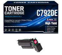 para Lexmark C792de C792dhe C792dte C792e Cartuchos de tóner Compatibles con C792X1KG C792X1CG C792X1MG C792X1YG Impresoras con Chip de Alto Rendimiento 20000 páginas,Magenta-C792DE