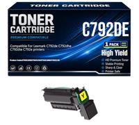 para Lexmark C792de C792dhe C792dte C792e Cartuchos de tóner Compatibles con C792X1KG C792X1CG C792X1MG C792X1YG Impresoras con Chip de Alto Rendimiento 20000 páginas,Yellow-C792DE