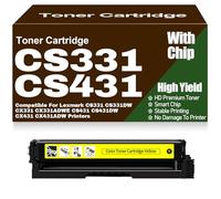 para Lexmark Cartuchos de tóner compatibles con Chip CS331 CS431 CX331 CX431 20N20C0 20N20K0 20N20M0 20N20Y0 para Lexmark CS331DW CX331ADWE CS431DW y CX431ADW Impresoras,Yellow-CS331