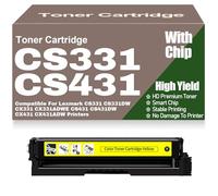 para Lexmark Cartuchos de tóner compatibles de Alto Rendimiento CS331 CS331DW CX331 CX331ADWE CS431 CS431DW CX431 CX431ADW con Chip 20N20C0 20N20K0 20N20M0 y 20N20Y0,Yellow-CS331
